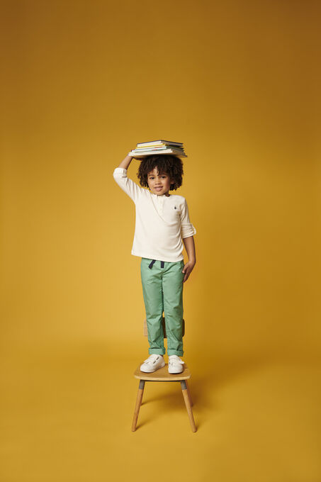 Boys' Cotton and Linen Blend T-Shirt MARSHMALLOW white