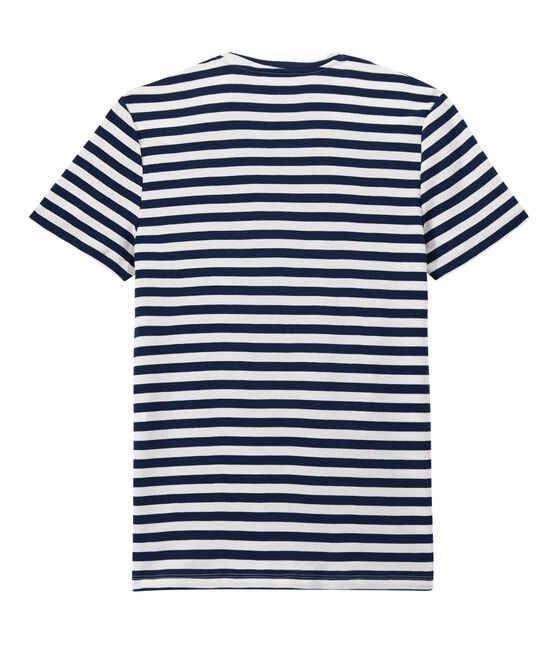 Men's two-tone striped tee MEDIEVAL blue/MARSHMALLOW white