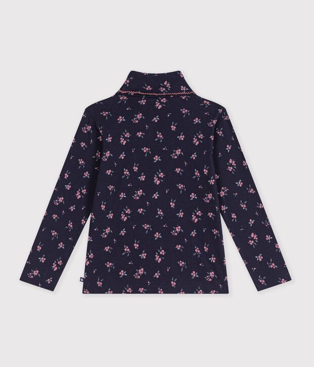 Children's floral pattern cotton rollneck top blue/multicolor