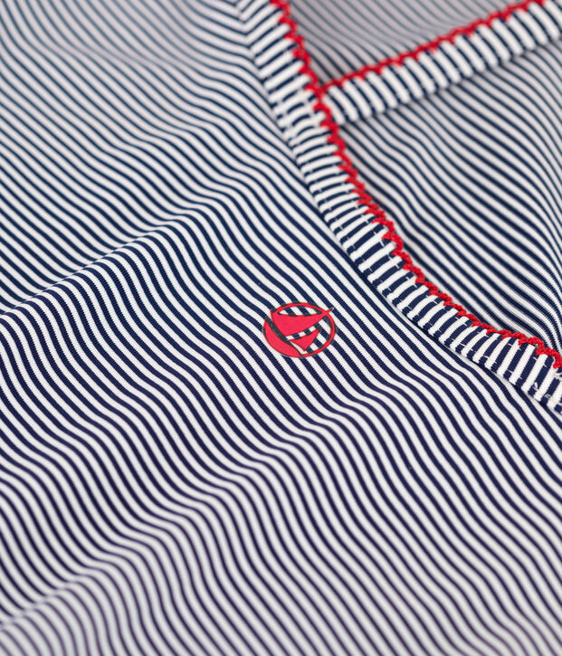 Children's one-piece stripy swimsuit blue/white