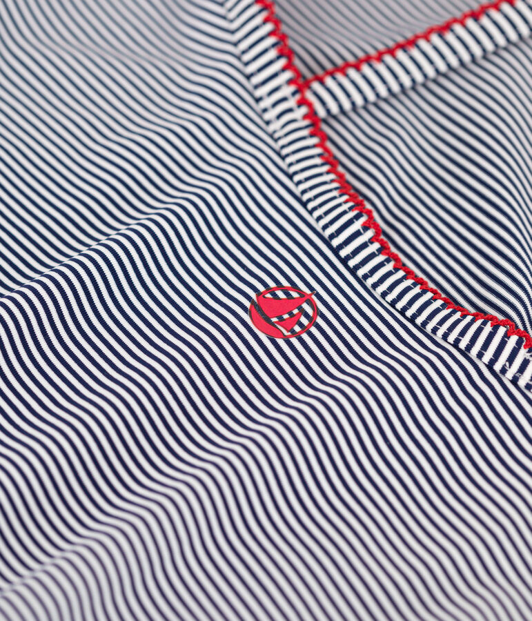 Children's one-piece stripy swimsuit blue/white