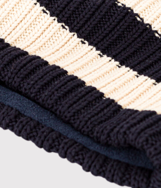 Unisex Fleece-Lined Stripy Knitted Snood SMOKING blue/AVALANCHE