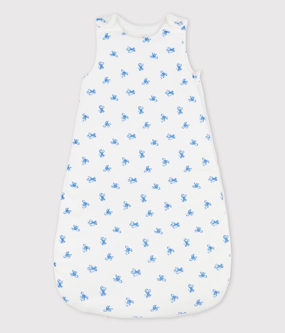 Babies' Organic Cotton Sleeping Bag MARSHMALLOW white/BRASIER blue