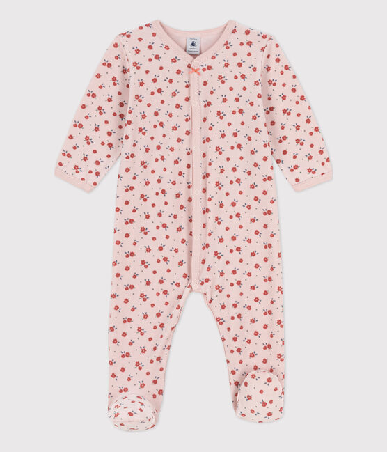 Babies' Floral Velour Sleepsuit SALINE pink/MULTICO white
