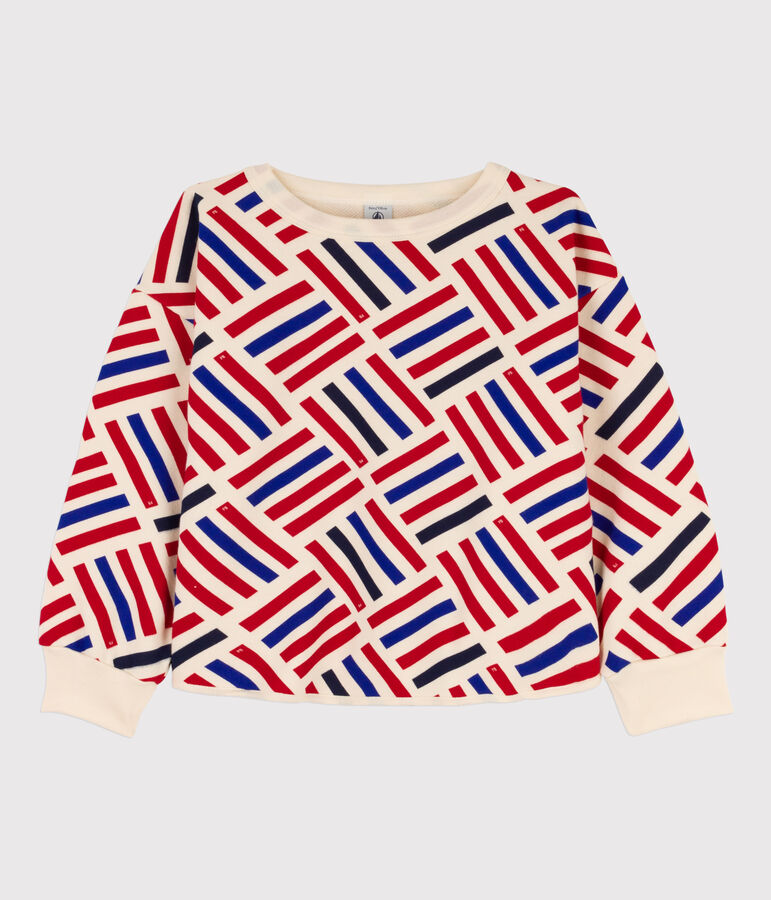 Unisex Printed Fleece Sweatshirt Ecru/multicolor