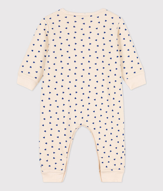 Babies' Heart Patterned Footless Cotton Sleepsuit AVALANCHE white/NEWBLEU