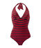Women's one-piece sailor-stripe swimsuit SMOKING blue/TERKUIT red