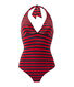 Women's one-piece sailor-stripe swimsuit