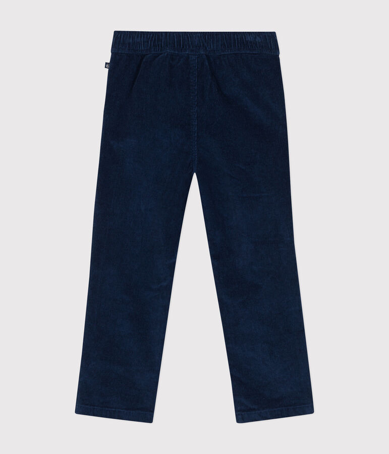 Boys' straight-fit corduroy trousers blue