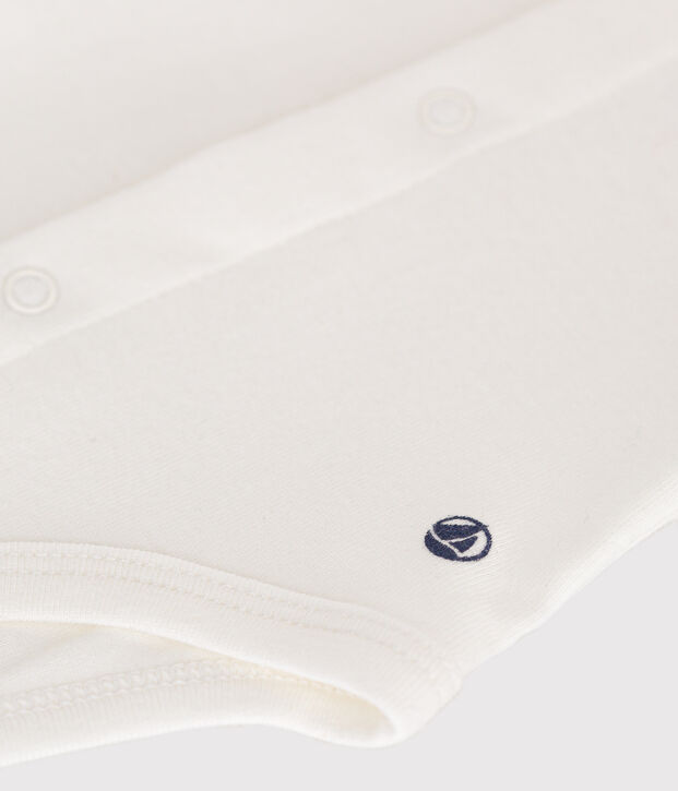 Babies' Short-Sleeved Bodysuit With a Ruff white