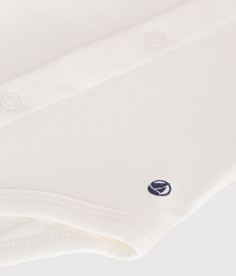 Babies' Short-Sleeved Bodysuit With a Ruff white