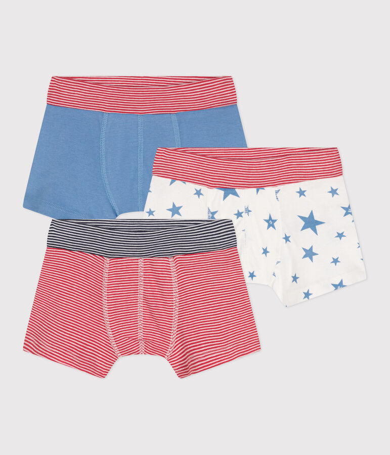 Children's star print cotton boxers with a covered waistband - 3-Pack multicolor