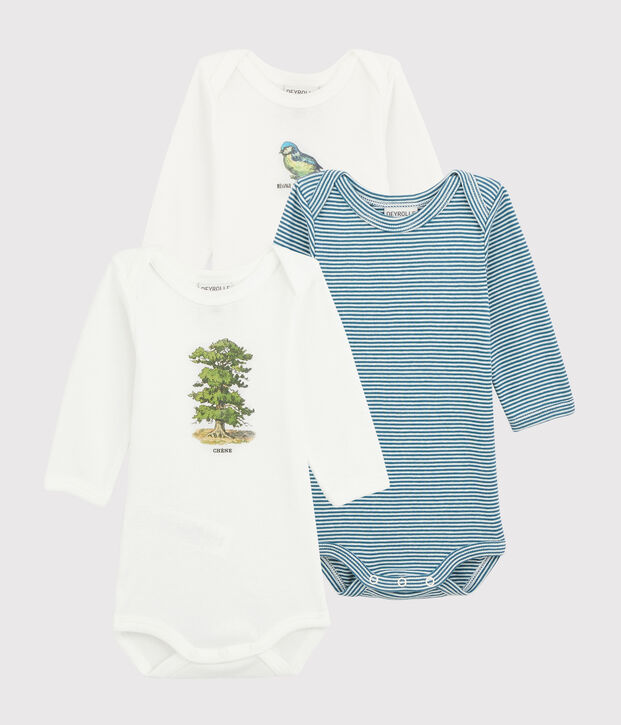 Petit Bateau x Deyrolle Baby Boys' Long-Sleeved Bodysuit - 3-Piece Set multicolor