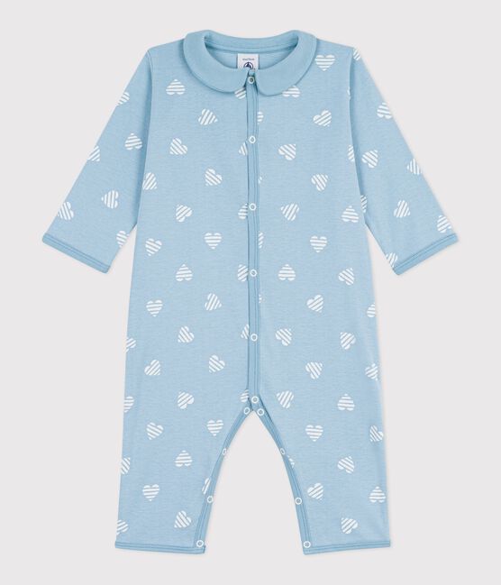 Babies' heart print footless cotton pyjama suit with a collar MIMI /ECUME