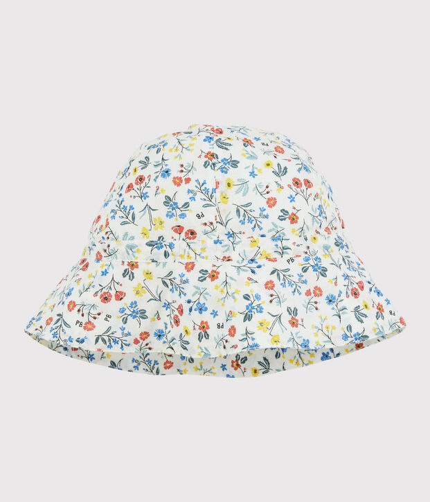 Girls' Poplin Floppy Hat white/multicolor