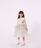Children's short-sleeved dress in printed cotton and tulle white/multicolor