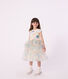 Children's short-sleeved dress in printed cotton and tulle