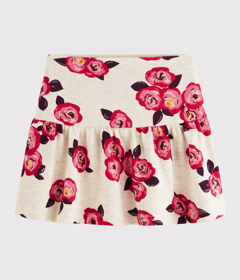 Girls' fleece skirt beige/multicolor