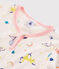 Girl's whimsical print ribbed nightdress FLEUR pink/MULTICO white