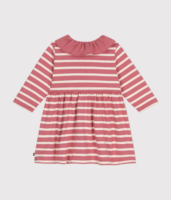 Babies' Long-Sleeved Thick Jersey Dress ROSEWOOD pink/AVALANCHE