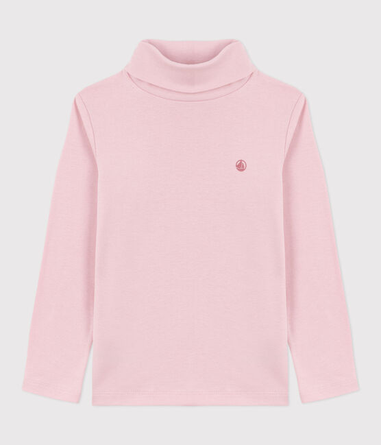 Children's plain cotton rollneck top JOLI pink
