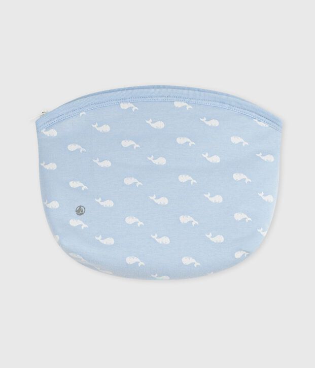 Babies' whale-print cotton bag blue/white