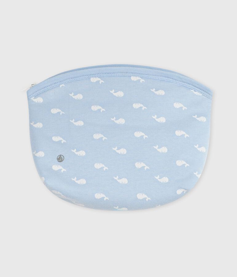 Babies' whale-print cotton bag TOUDOU blue/MARSHMALLOW white