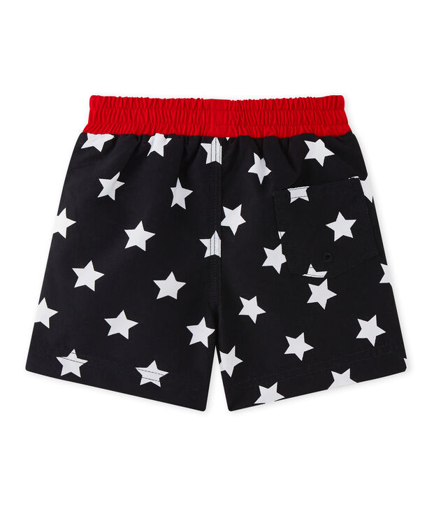 Baby boys' printed beach shorts blue/white