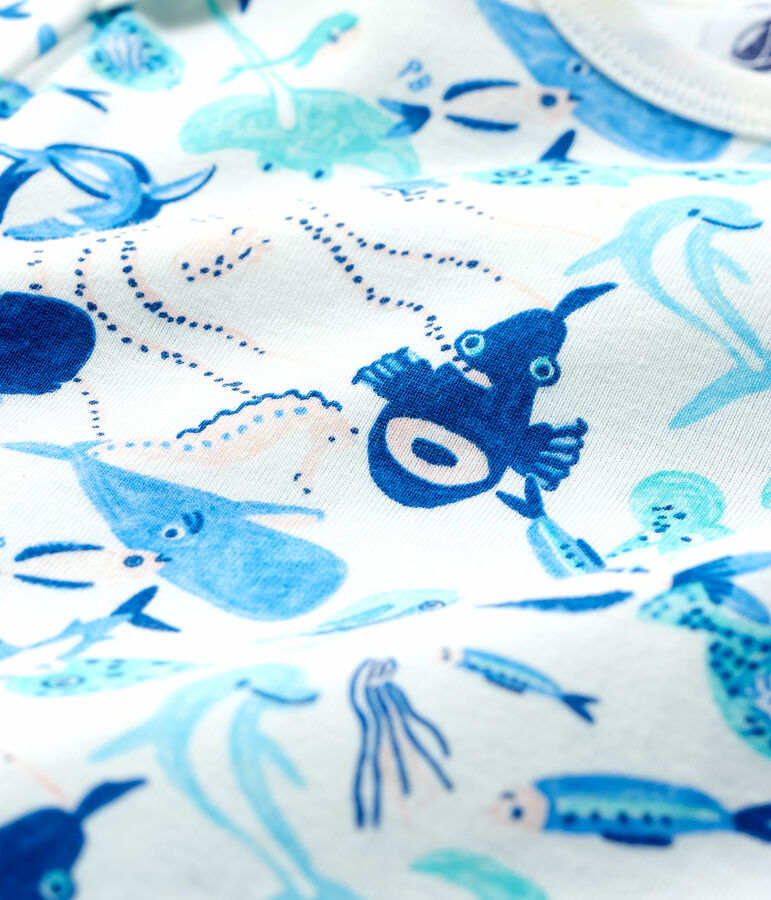 Babies' Seabed Pattern Cotton Sleepsuit without Poppers white/multicolor