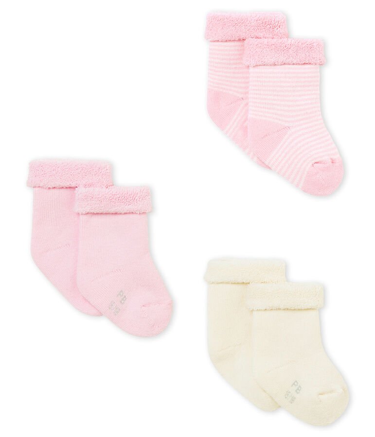 Set of 3 pairs of unisex baby's socks multicolor