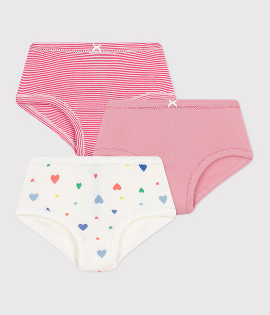 Pack of children's high-waisted heart-print cotton pants variante 1