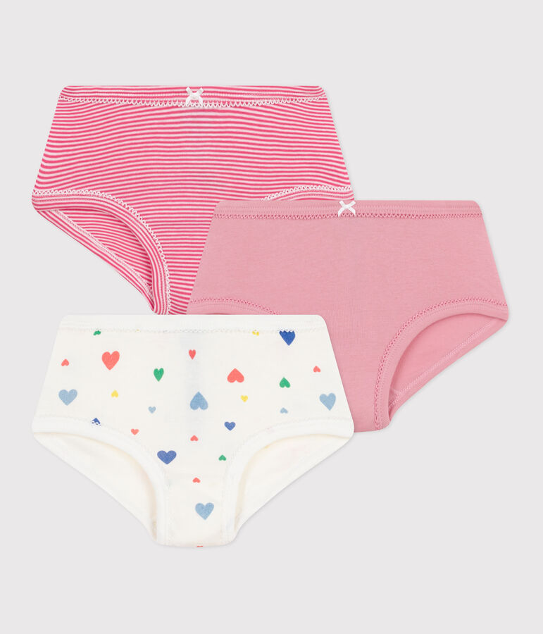 Pack of children's high-waisted heart-print cotton pants multicolor
