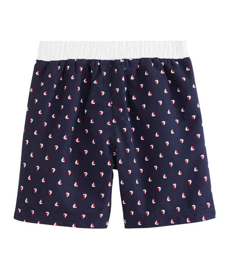 Boys' Print Beach Shorts SUBMARINE blue/MULTICO white