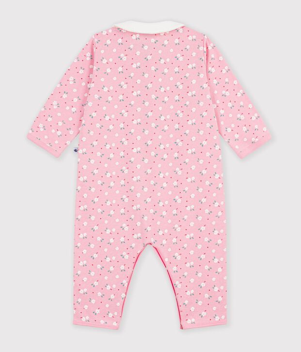 Babies' footless printed cotton pyjama suit pink/multicolor