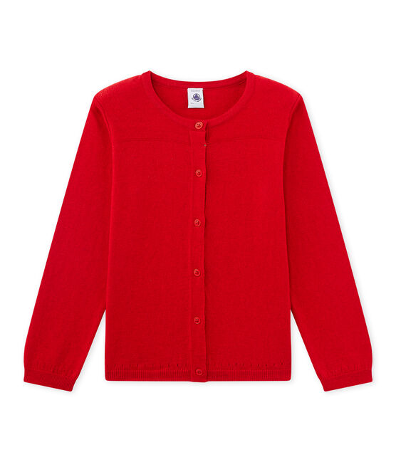 Girls' cardigan in wool and cotton FROUFROU red