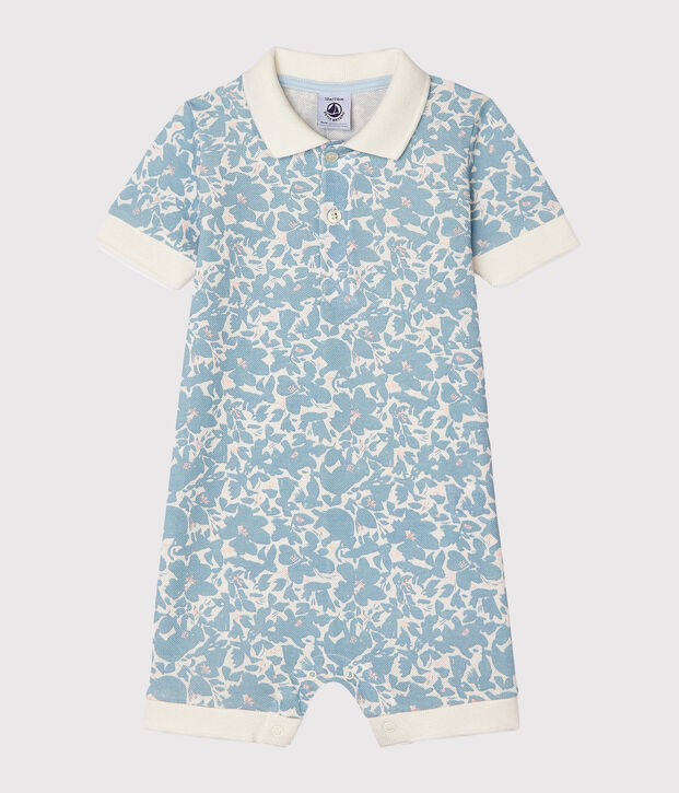 Print polo shirt playsuit for baby boys white/multicolor