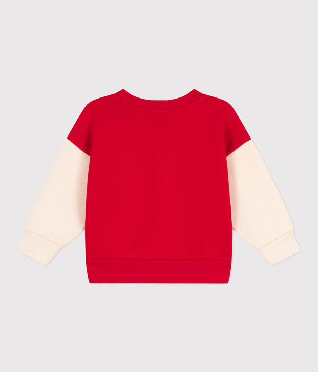 Babies' Fleece Varsity Jacket red/ecru