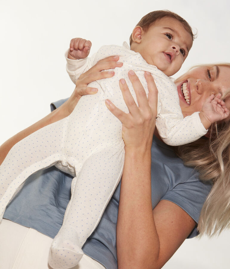 Spotted Cotton Sleepsuit white/blue