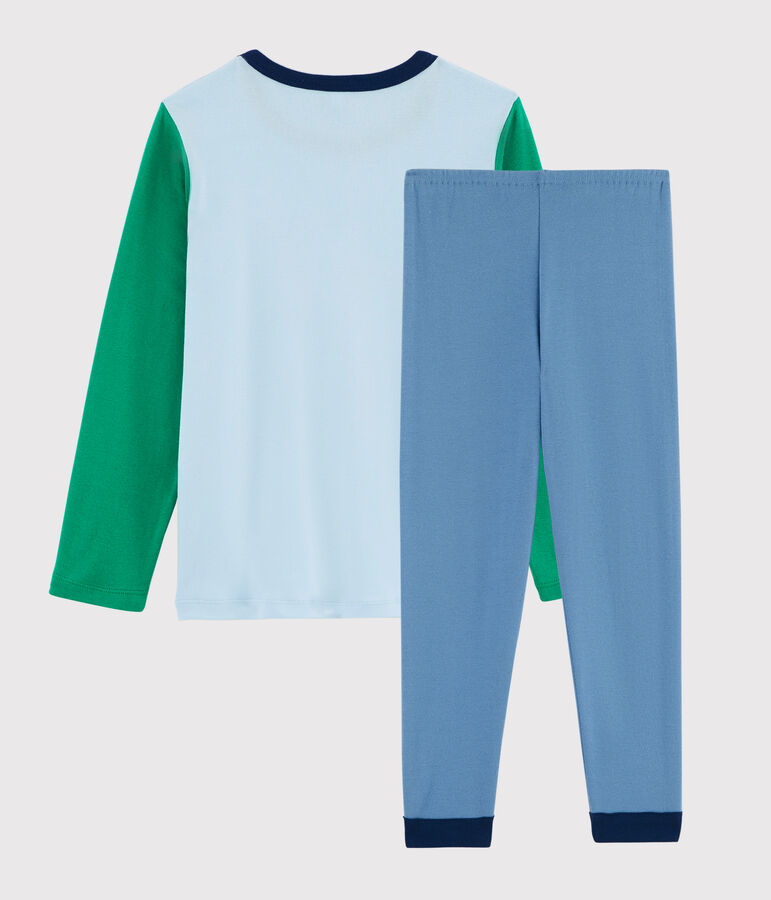 Boys' Yoga Animals Ribbed Pyjamas ALASKA blue/MULTICO white