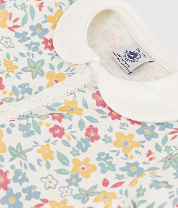 Babies' Floral Cotton Playsuit white/multicolor