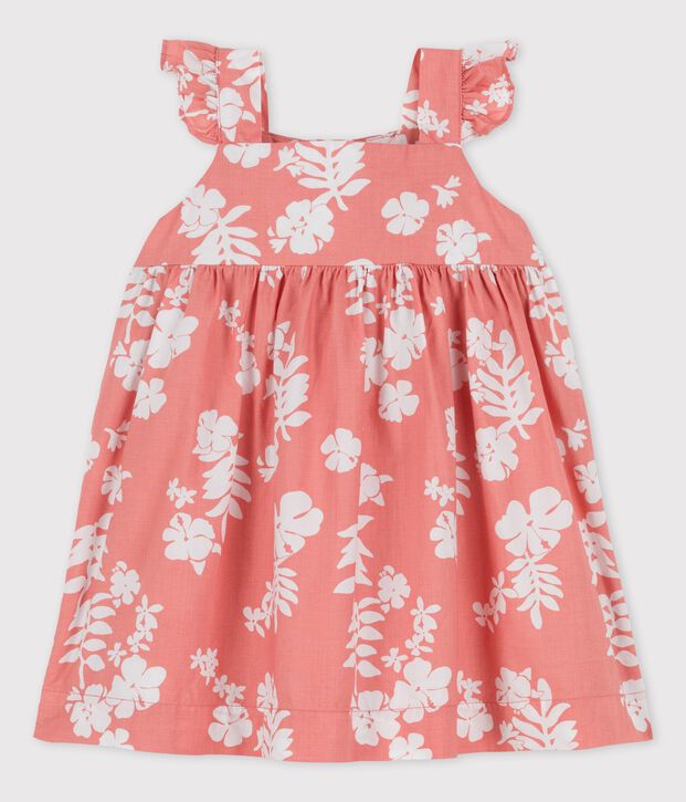 Babies' Poplin Hawaii Print Dress pink/white