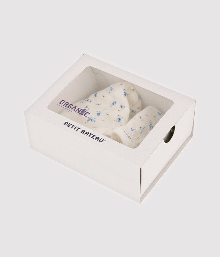 Newborn Babies' Bonnet and Mittens Set in Rib Knit multicolor