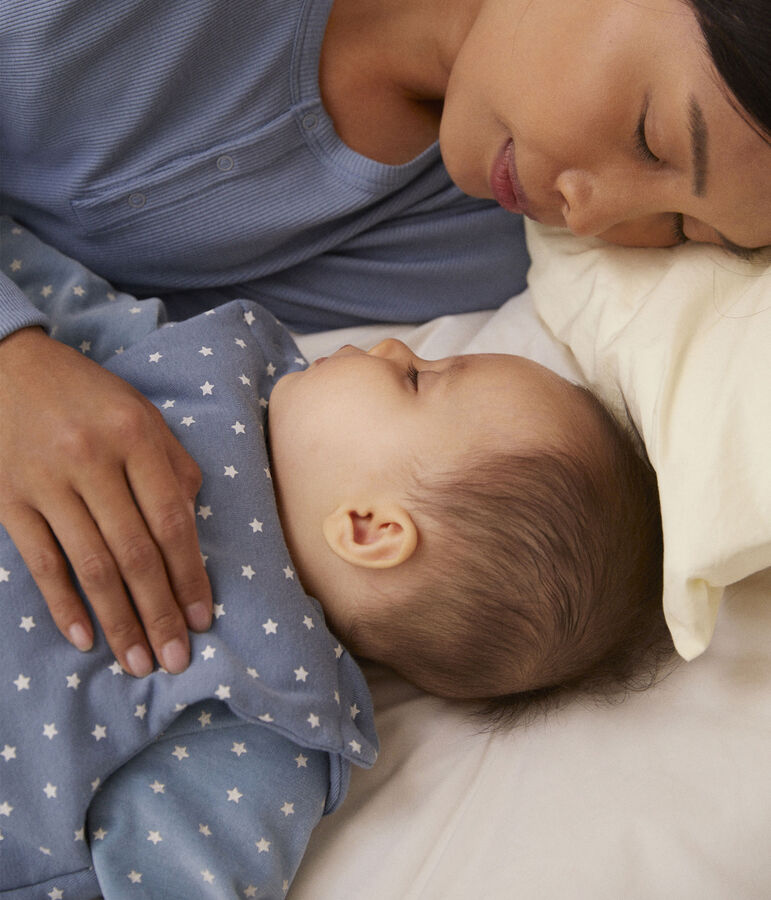 Babies' Starry Cotton Sleeping Bag blue/ecru