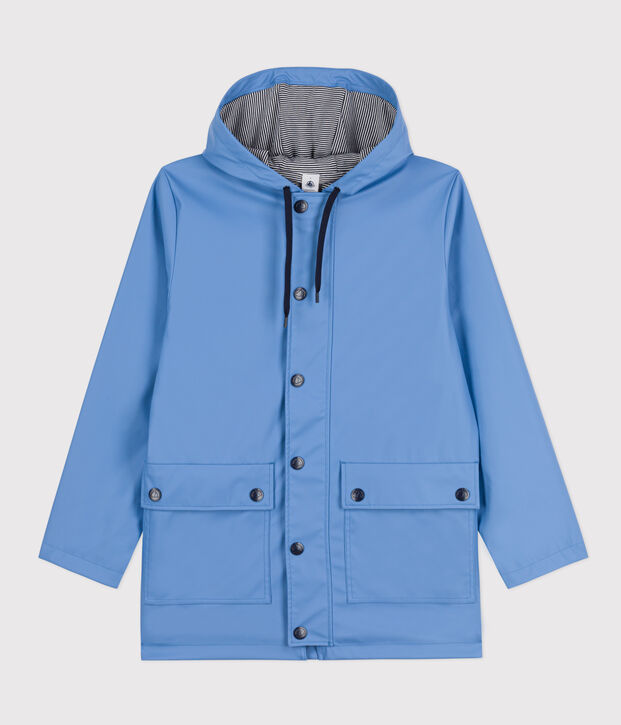 Iconic waxed raincoat made from recycled materials blue