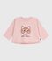 Babies' long-sleeved T-shirt with a cat design JOLI pink
