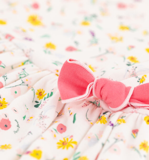 Girls' Short-Sleeved Cotton Dress white/multicolor