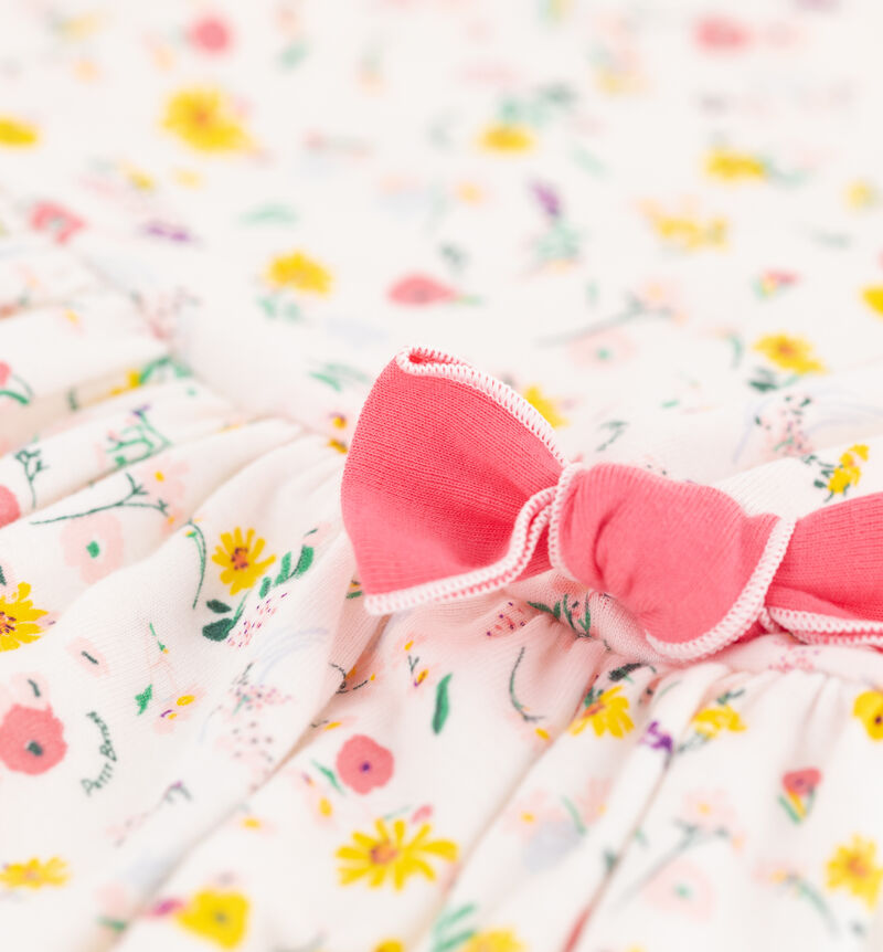 Girls' Short-Sleeved Cotton Dress white/multicolor