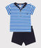 Babies' two-piece cotton set including a T-shirt with a sailor collar PORCELANA blue/SMOKING