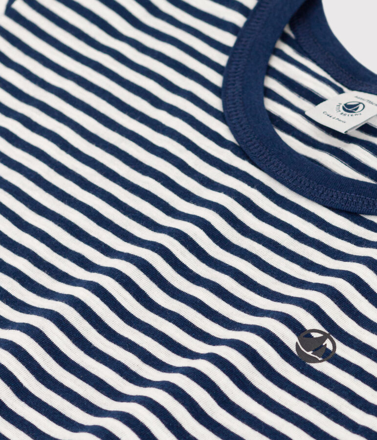 Boys' Striped Cotton T-Shirt blue/white