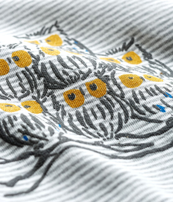 Baby Boys' Long-Sleeved Pinstriped T-Shirt SUBWAY grey/MARSHMALLOW white